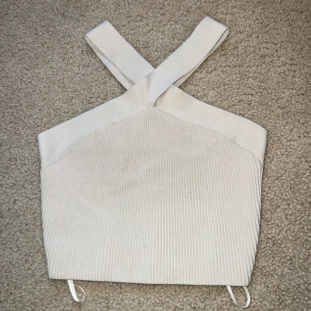 Babaton Cream Cross-Back Tank Top